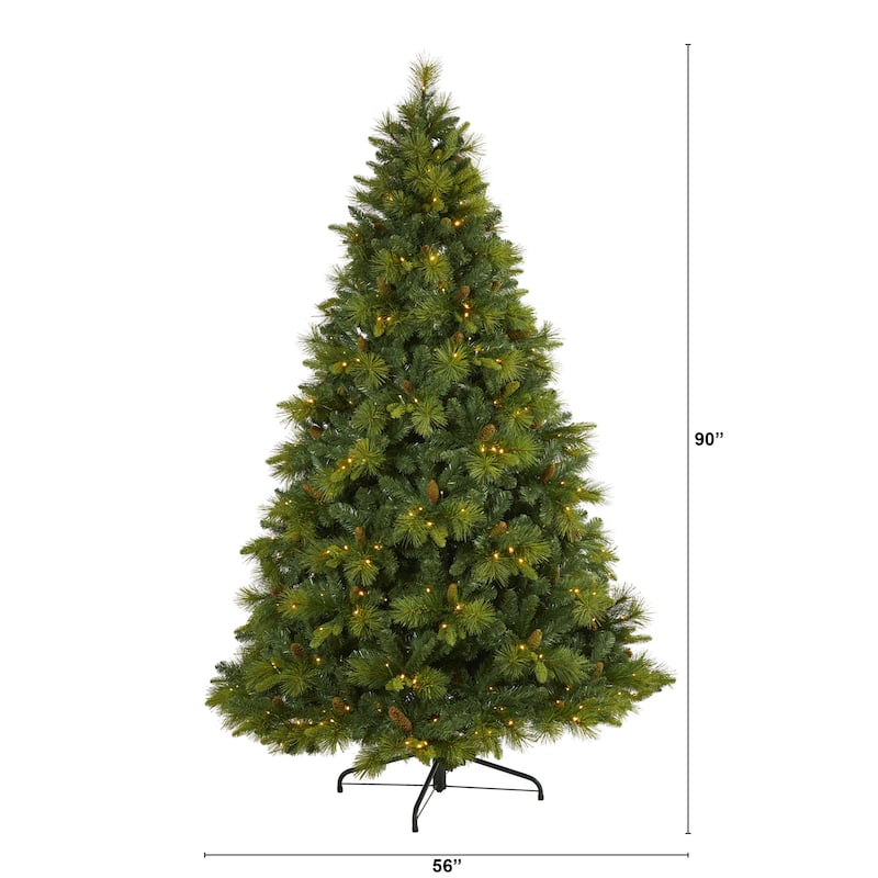 7.5' North Carolina Mixed Pine Christmas Tree with 470 LED - Green