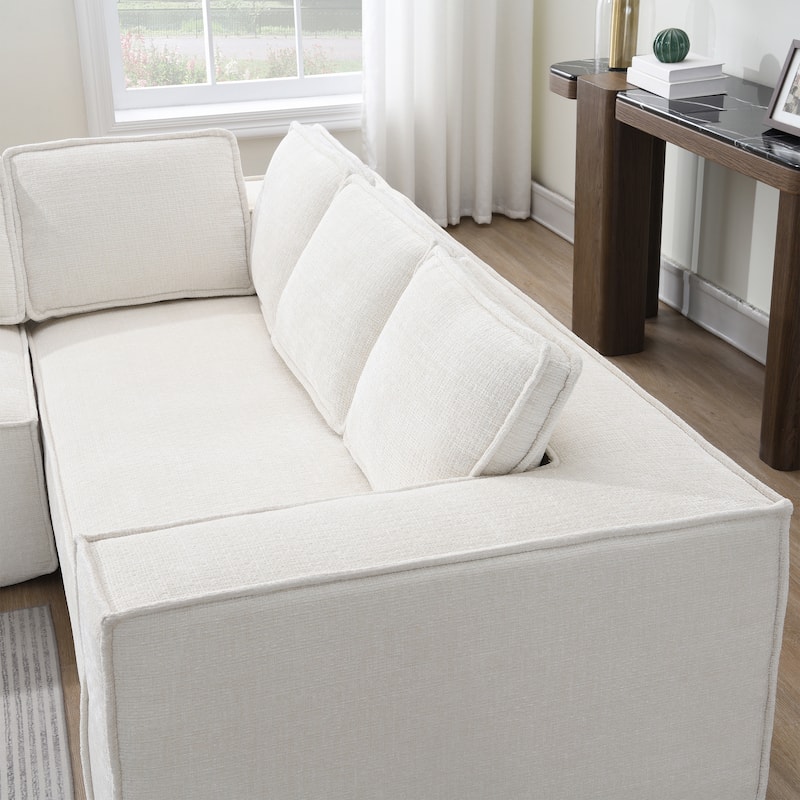 Modular L Shaped Sectional Sofa Floor Couch Chenille Upholstered Sofa