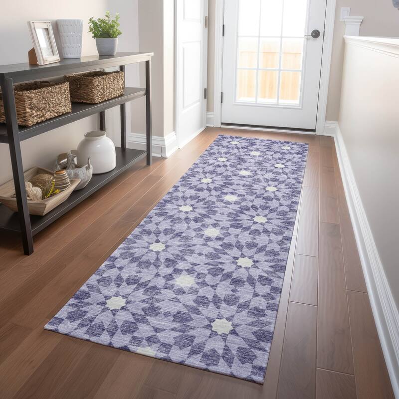 Premium Washable Super Soft Modern Mosaic Mayfield Rug - Lilac - 2' 3" x 7' 6" - Runner