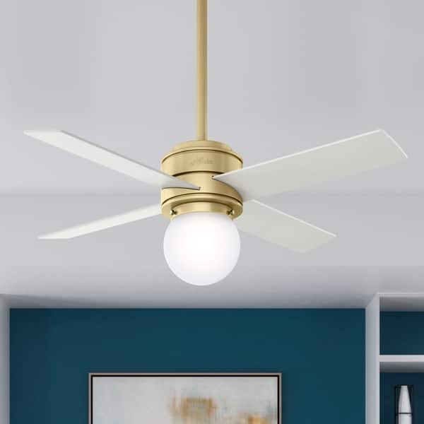 slide 2 of 25, Hunter 44" Hepburn Ceiling Fan with LED Light Kit and Wall Control, Vintage, Transitional, Contemporary Modern Brass