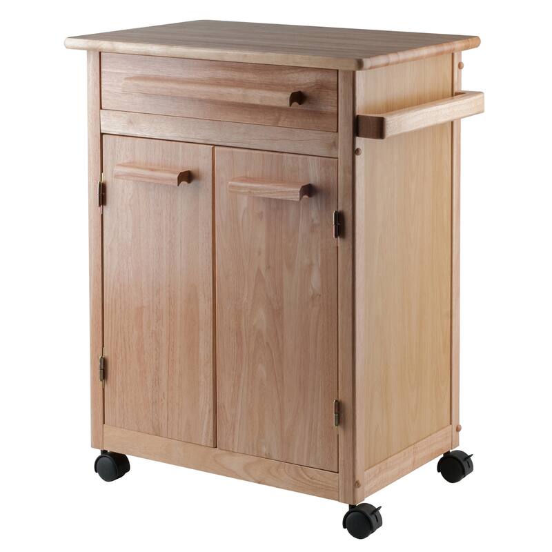 34.25" Beige Elegant Hackett Kitchen Cabinet Cart One Pull-Out Drawer