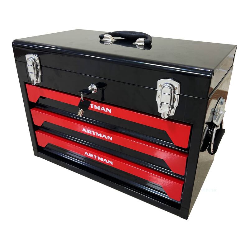 12-Gal. Black and Red Multilayer Steel Storage Tool Box with 3 Drawers