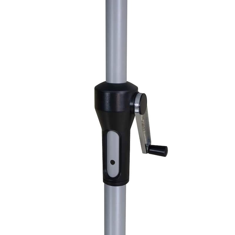9ft Solar Lighted Outdoor Patio Market Umbrella Hand Crank Tilt Gray
