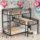preview thumbnail 1 of 8, Multifunctional Design L-shaped Metal Triple Twin Size Bunk Bed, Sturdy Metal Frame, Space-saving,Black Black - Twin