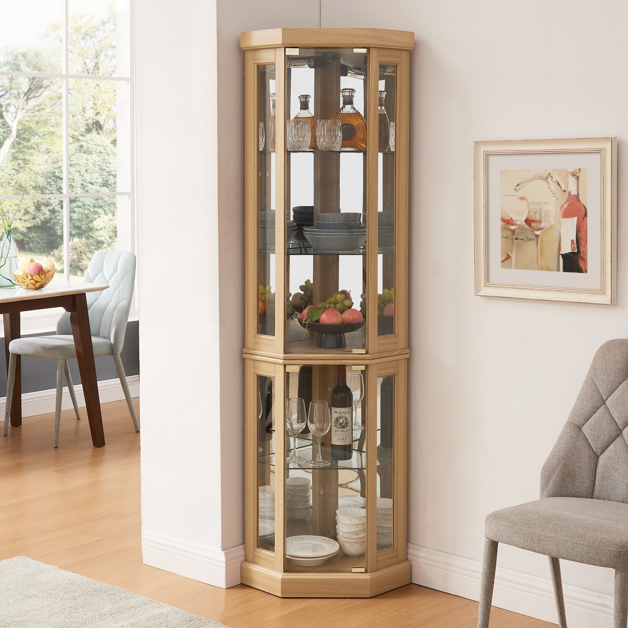 Elegant Glass Display Case for Antique Collections and Wine