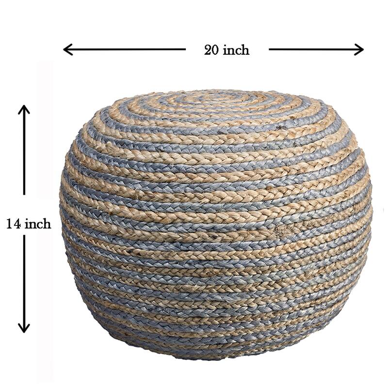 Sevita Boho Braided Jute Pouf Ottoman ( 14" x 20" )