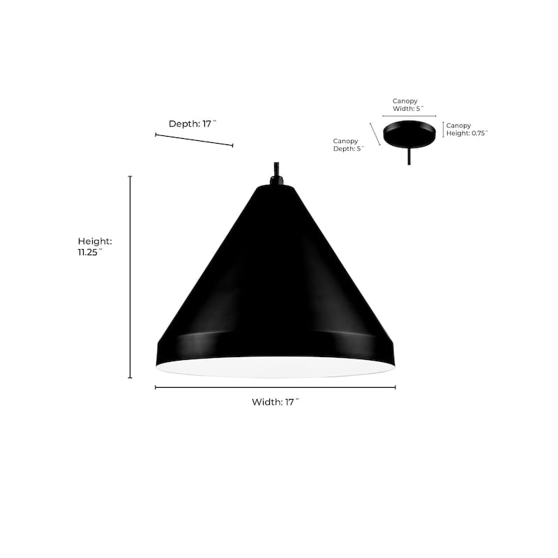 R Series 1-Light Cord Wide Cone Satin Black