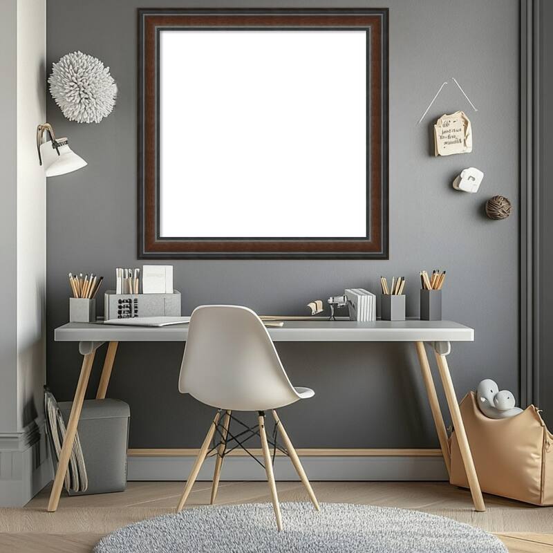Amanti Art Cyprus Walnut Framed Dry Erase Magnetic Board