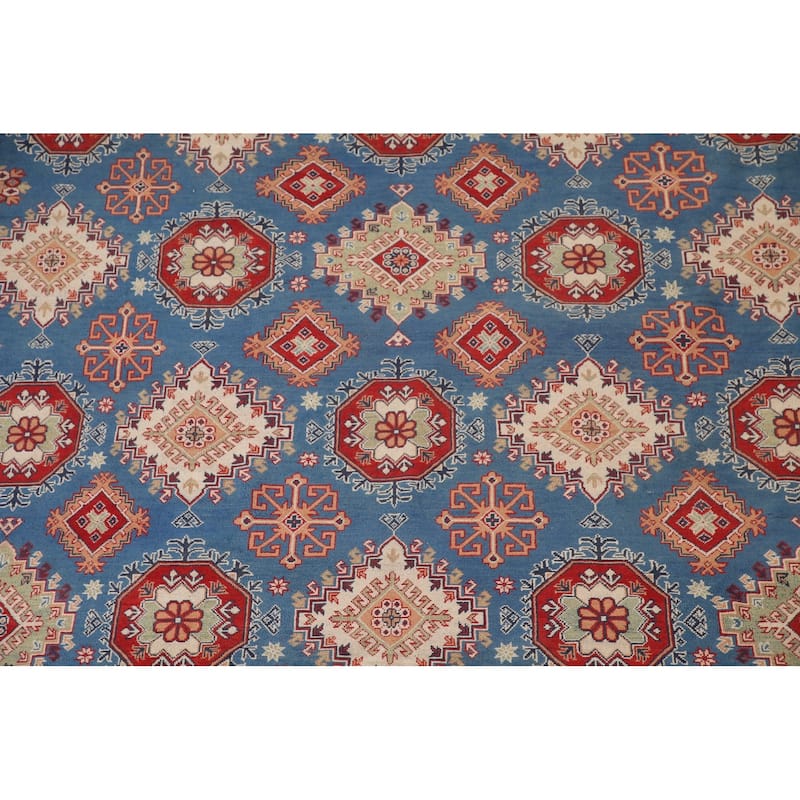 Vegetable Dye Blue Kazak Oriental Large Area Rug Handmade Wool Carpet - 12'8" x 16'5"