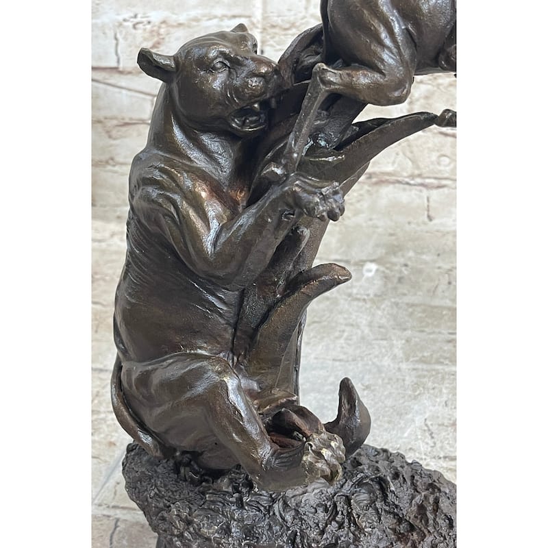 Bronze Statue Sculpture Of Lion Hunting Gazelle Impala Handmade Art Decor Safari