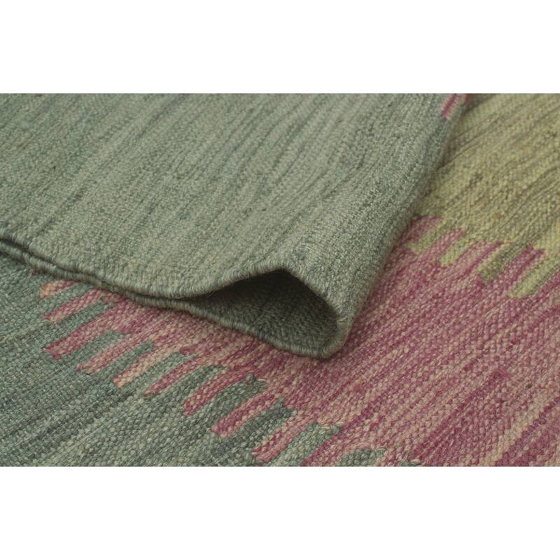 Hand-Woven Winchester Kilim Jasiah Grey/Purple Rug - 3'3" x 4'11"
