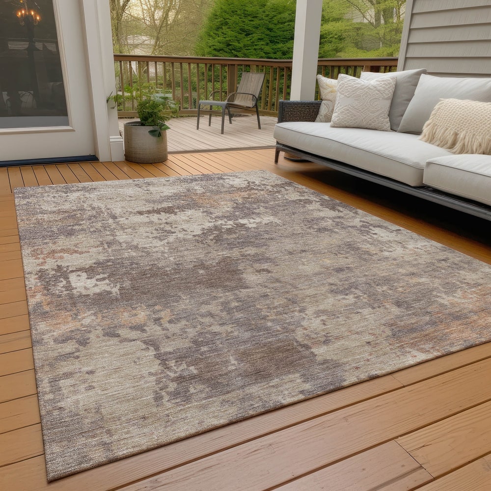 Machine Washable Indoor/Outdoor Modern Blend Chantille Rug