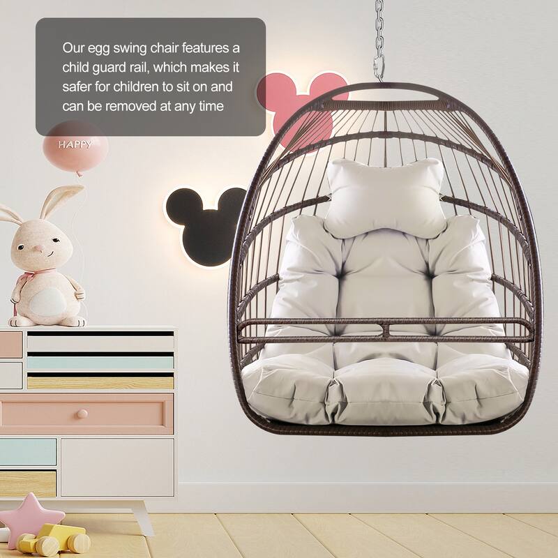 Rattan Hanging Egg Chair with Cushion