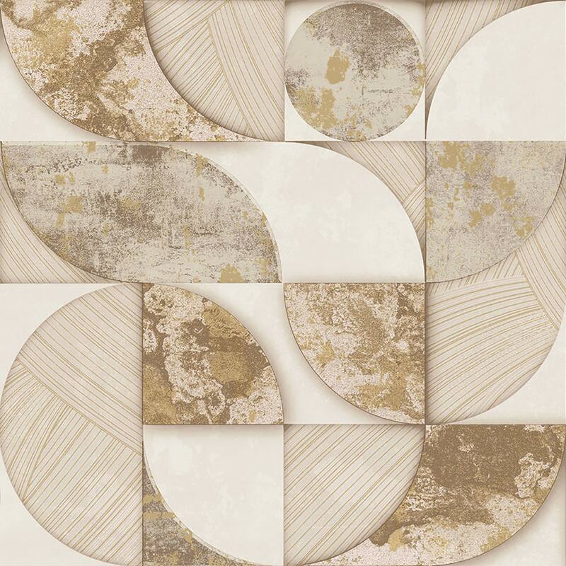 Galerie Wallcoverings Stratum Collection Geometrico Vinyl on Non-woven Metallic Wallpaper Roll Double Width