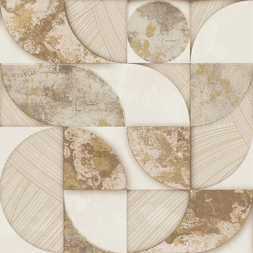 Galerie Wallcoverings Stratum Collection Geometrico Vinyl on Non-woven Metallic Wallpaper Roll Double Width