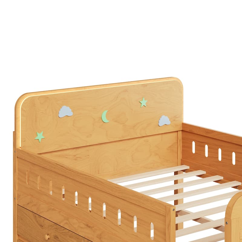 Storage Bed with LED Headboard and Four Drawers by Harper&Bright Designs