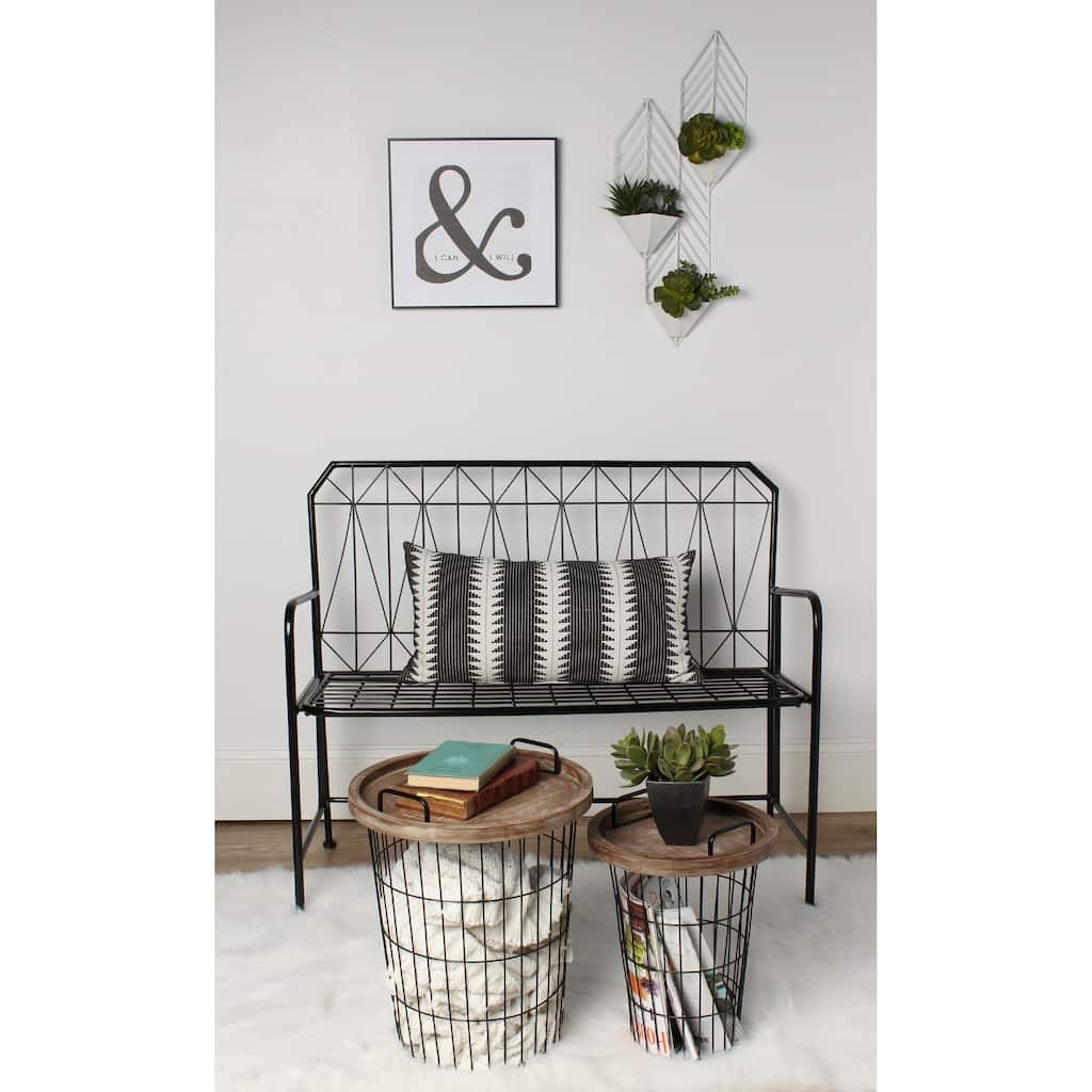 Carbon Loft Brown Metal/ Wood Tray Nesting Accent Tables