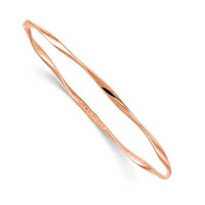 Curata 10k Rose Gold 7" Twisted Slip on Polished Stackable Bangle Bracelet