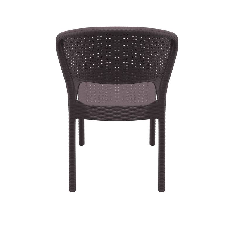 32" Brown Patio Wickerlook Stackable Dining Chair