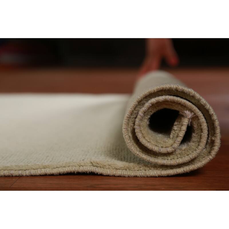 Hand Knotted Oriental 100% Wool Carpet Modern Solid Green Gabbeh Runner Rug - 9' 10'' X 3' 2''