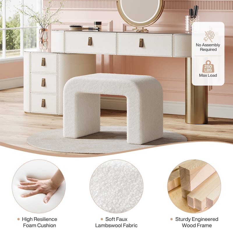 Modern Vanity Stool Upholstered Ottoman Arched Footstool for Home