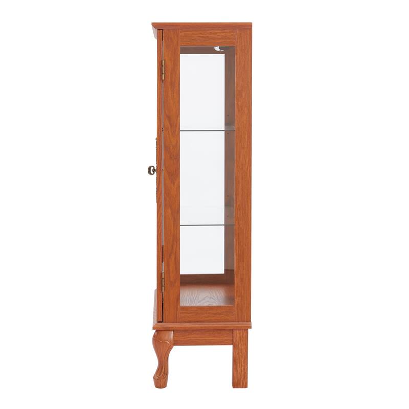 Lighted Display Cabinet with 2 Tempered Glass Doors and Adjustable Shelves