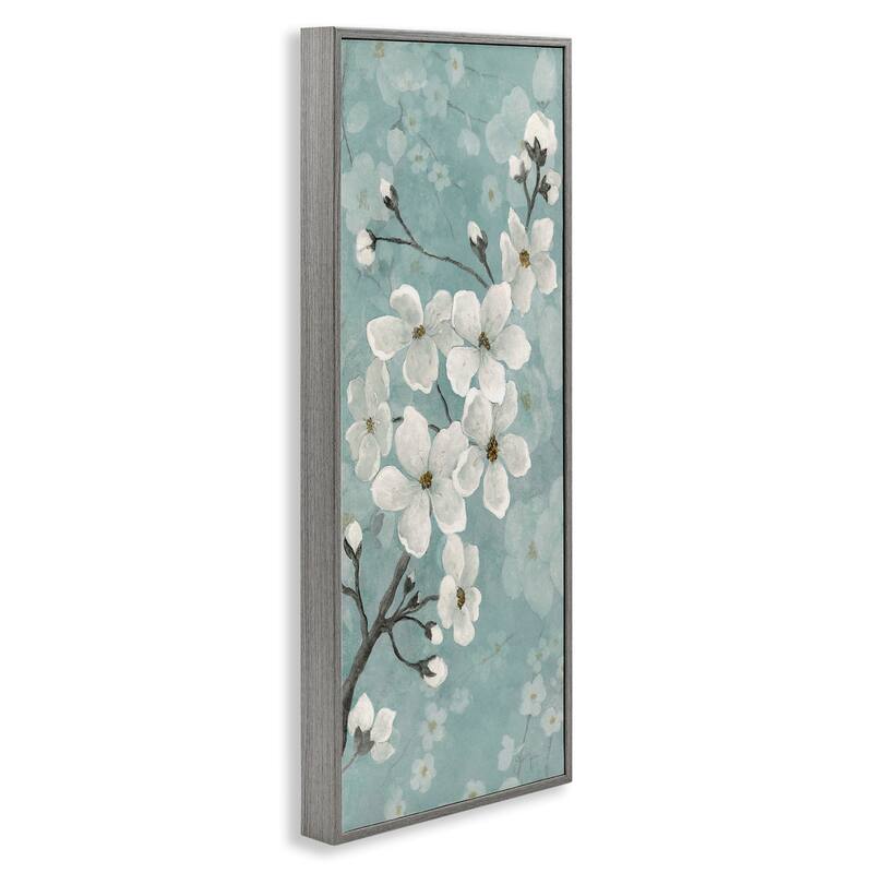 Stupell Cherry Blossoms on Green Framed Giclee Art Design By Janet Tava