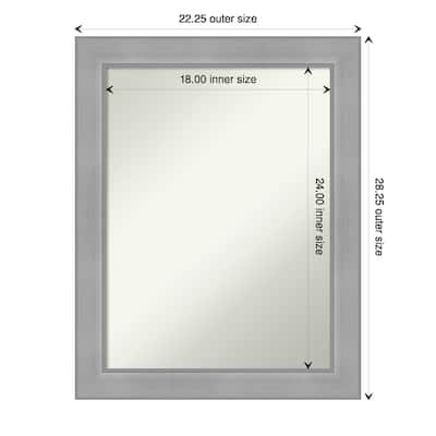 Non-Beveled Bathroom Wall Mirror - Vista Brushed Nickel Frame