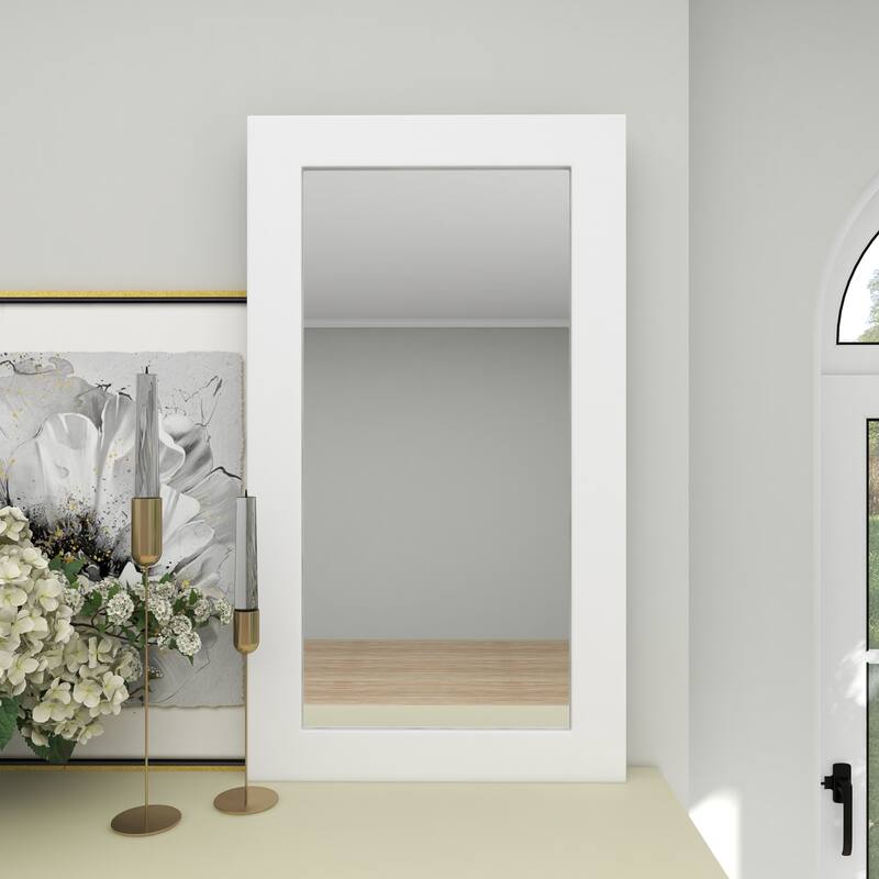 White Wooden Room Wall Mirror