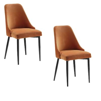 Black/Orange Velvet Upholstered Metal Frame Dining Chair, Sturdy Dining Chair for Dining Rooms - 17.5