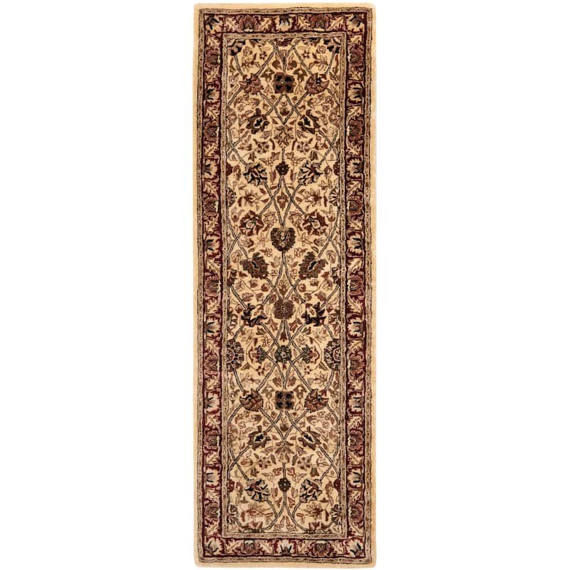 SAFAVIEH Handmade Persian Legend Filipina Traditional Oriental Wool Rug - 2'6" x 10' Runner - Ivory/Red