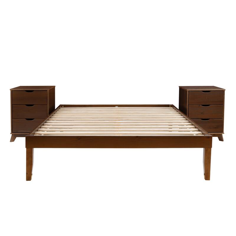 Purcell Bedroom 3-Piece Set with 3-Drawer Nightstands (Set of 2)