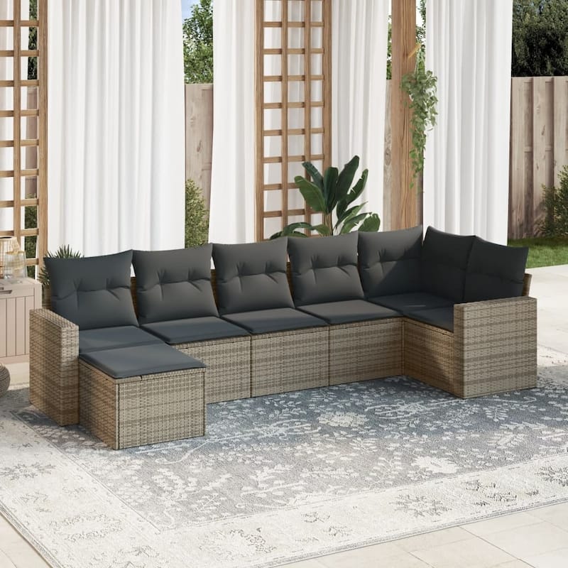 vidaXL Garden Sofa Set Grey PE rattan Large Modular Garden Sofa Set - 21.7 x 21.7 x 14.6