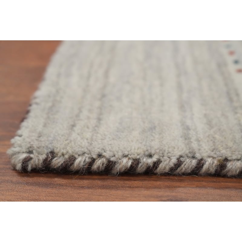 Hand Knotted Oriental 100% Wool Carpet Tribal Animal Pictorial Beige & Ivories Gabbeh Area Rug - 7' 9'' X 5' 0''