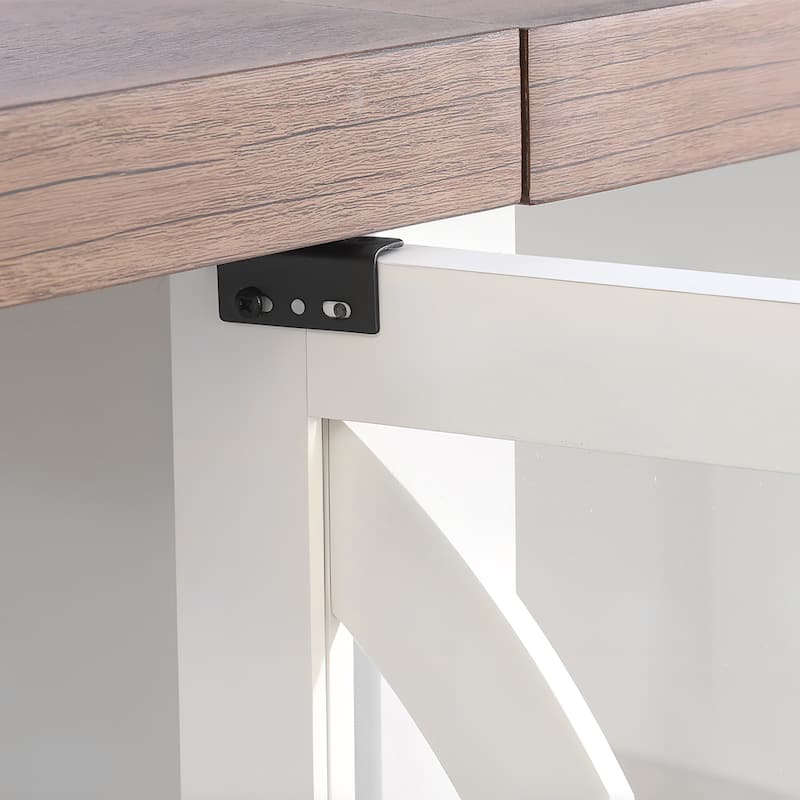 93" Farmhouse White Barn Door Storage Cabinets Fireplace TV Stand with 36" Electric Fireplace for TVs Up to 100"