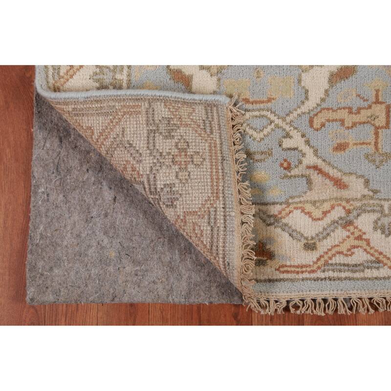 Light Blue Oushak Oriental Runner Rug Handmade Wool Carpet - 2'6" x 10'1"