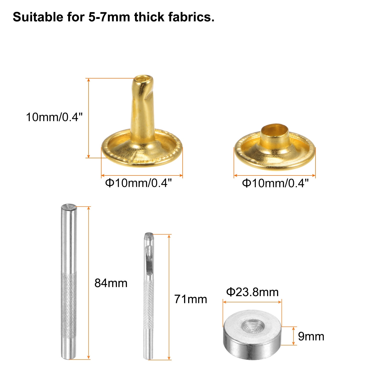 Leather Rivets Metal with Setter Tools