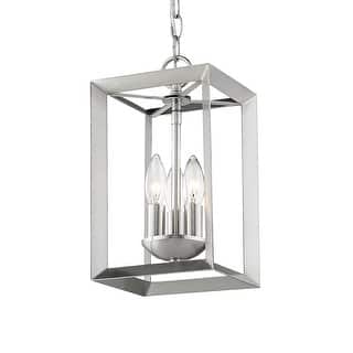 3 Light Geometric Small Mini Rectangle Pendant in Satin Nickel