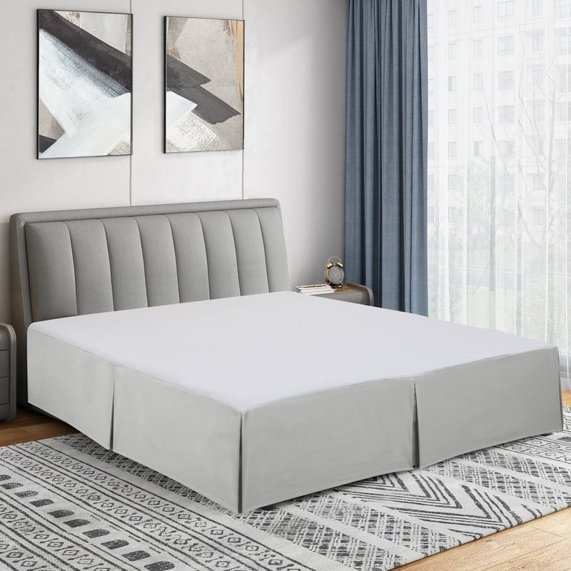 Swift Home Easy Fit Tailored Pleat Microfiber Bed Skirt with 14-inch Drop - California King - Light Grey