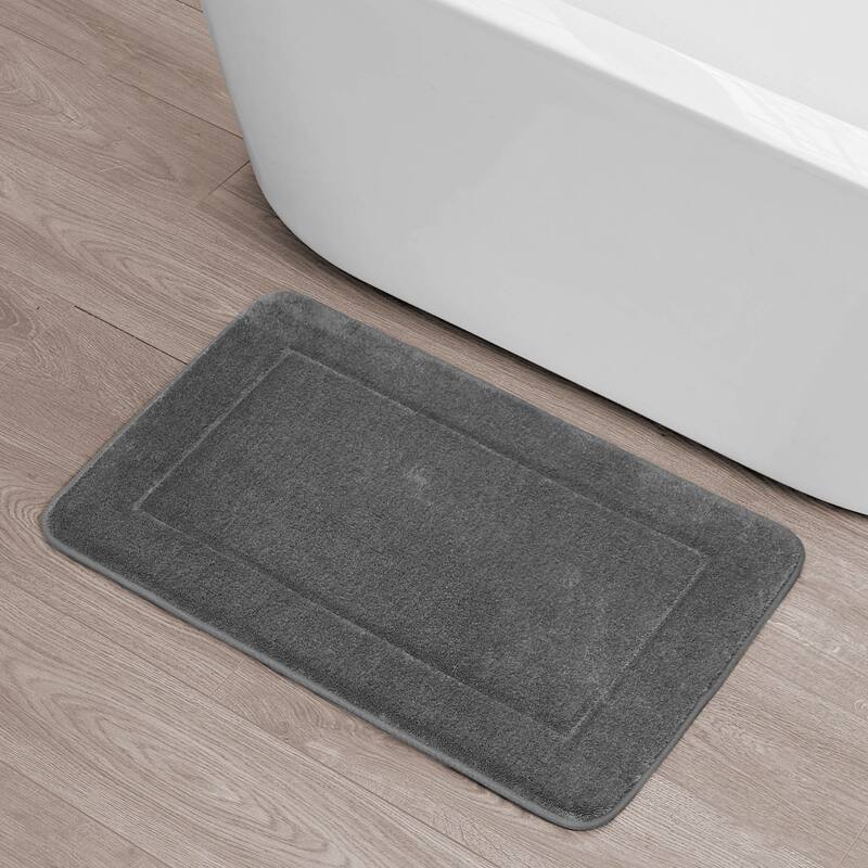 Oliver Brown Terry Memory Foam Bath Mat - 20 x 32 - Dark Grey