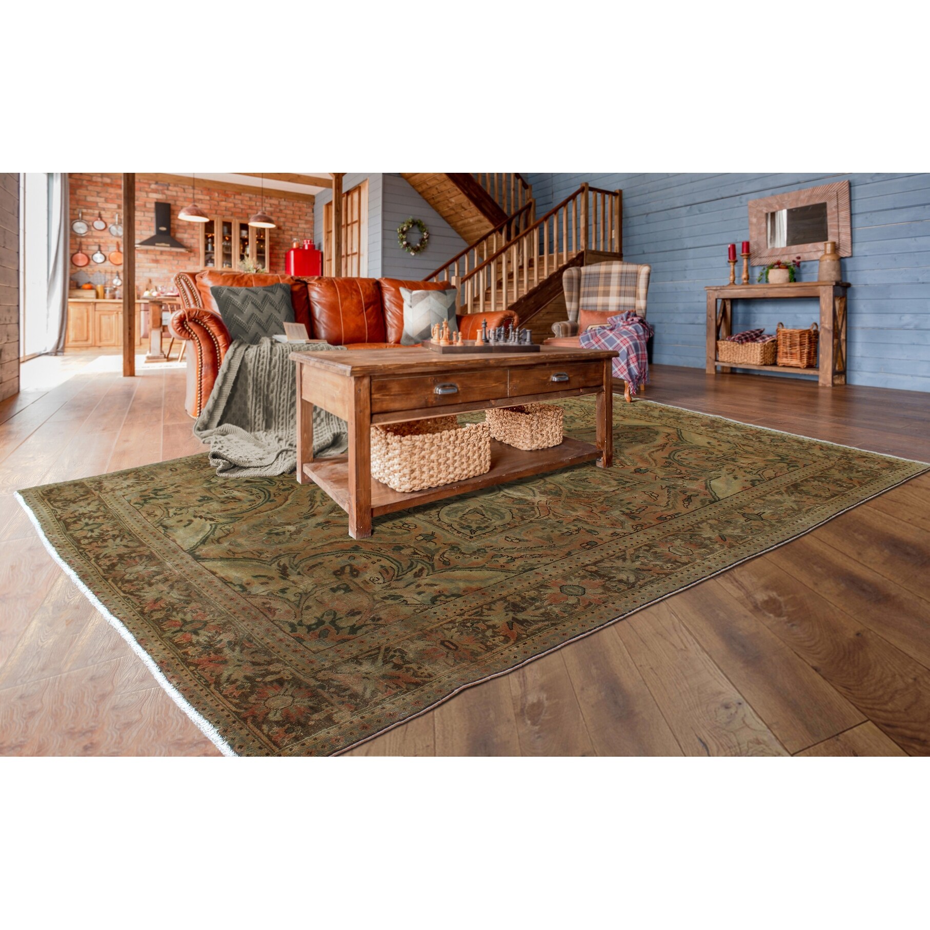 Noori Rug Vintage Heriz Jacky Beige/Orange Rug 7'4 x 9'10 Noori Rug Vintage Heriz Jacky Beige/Orange Rug 7'4 x 9'10