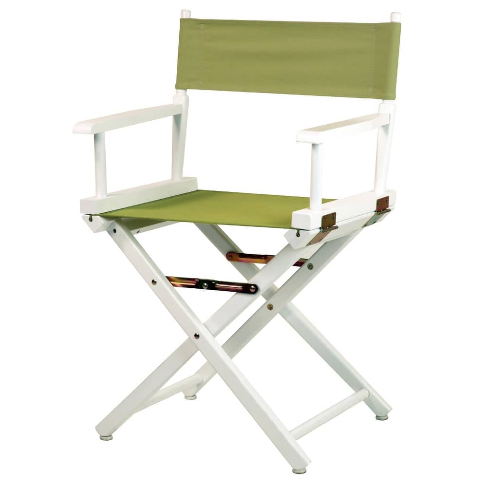 White Frame 18-inch Director's Chair - 33.75"h x 21.75"w x 17"d - 33.75"h x 21.75"w x 17"d