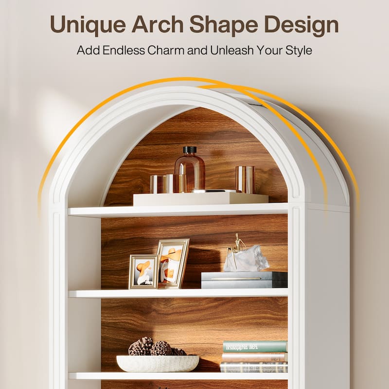 79.53" Tall Modern Arched Bookcase