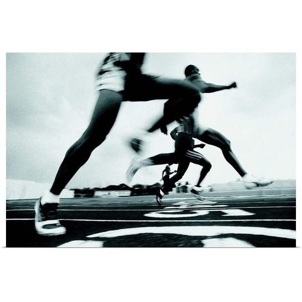 "Runners racing on track" Poster Print