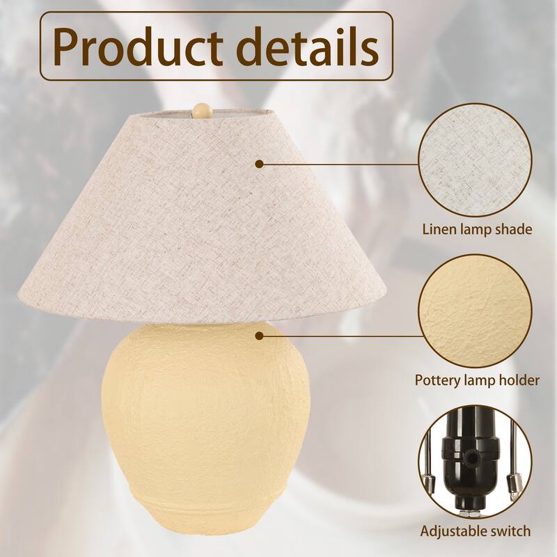 21.6" Modern Ceramic Table Lamp With Linen Shade for Living Room Bedroom