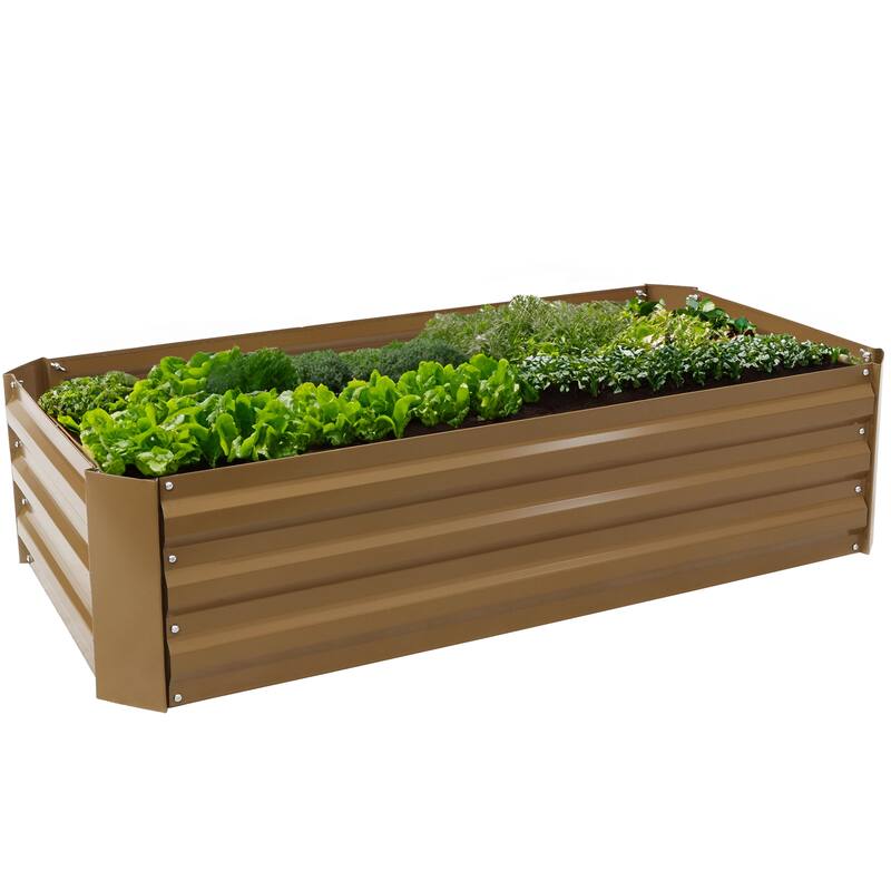 Sunnydaze Galvanized Steel Raised Garden Bed - 4' x 2' Rectangle