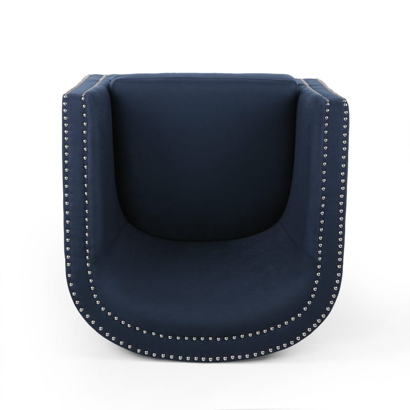 Blue 31.25" Upholstered Swivel Club Chair