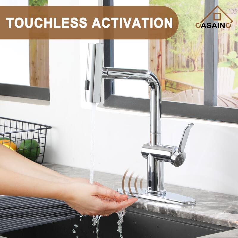Single Handle Pull Down Sprayer Kitchen Faucet with Motion Sense Wave, Power Boost