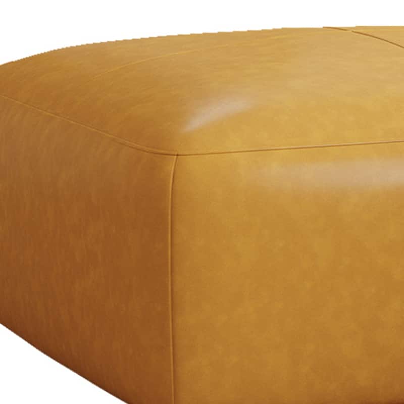35" Genuine Leather Ottoman, Upholstered Ottoman for Living Room