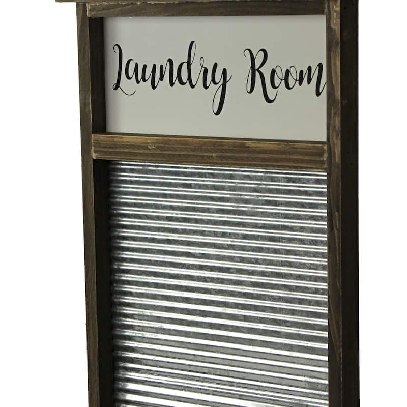 Zeckos Wood And Metal Washboard Laundry Room Wall Decor Hanging